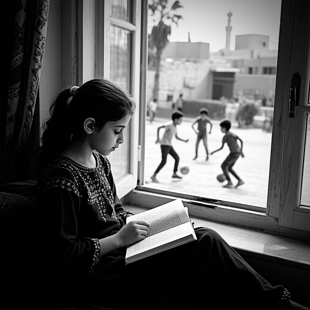 Girl reading in Cairo